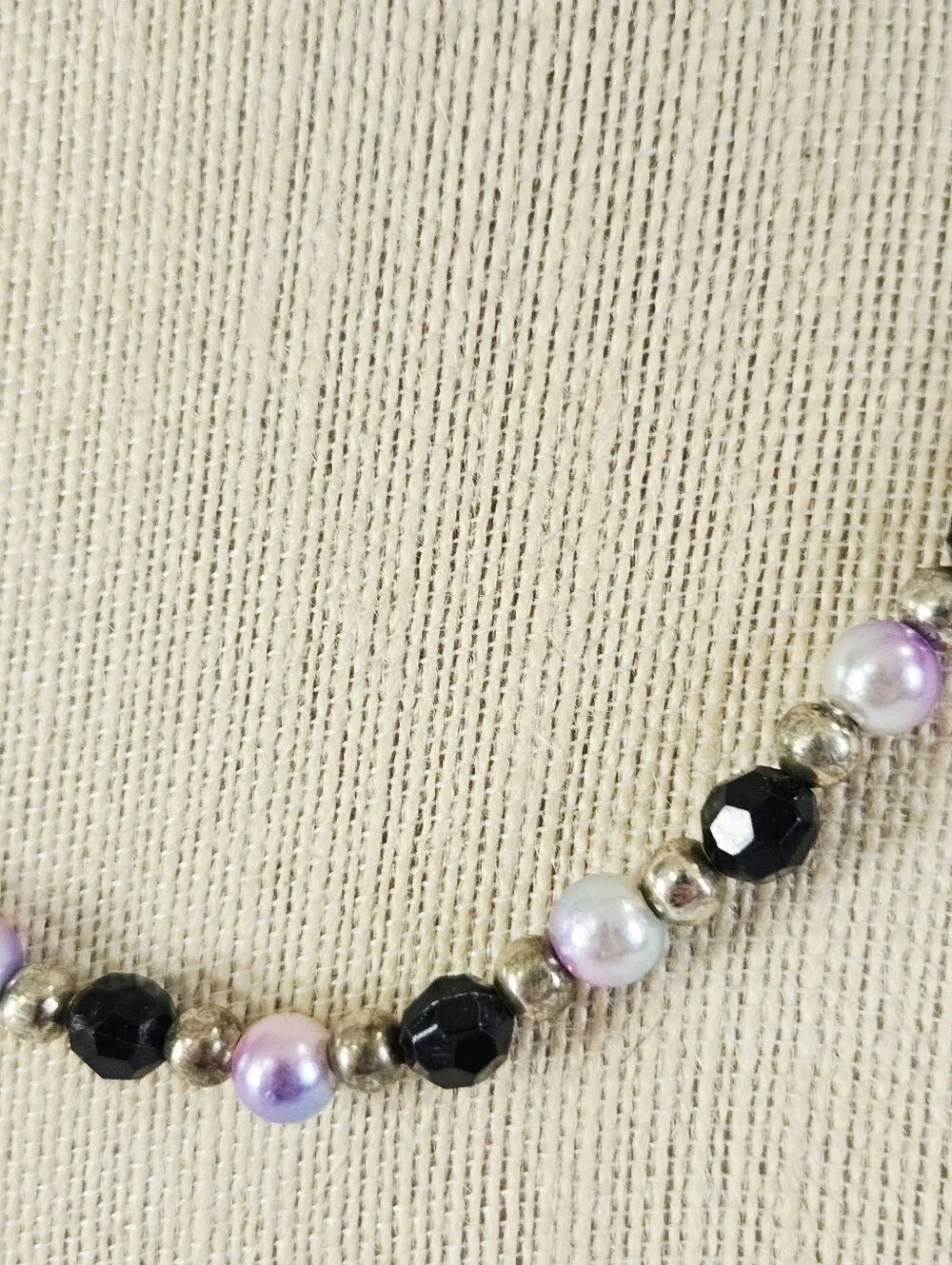 Vintage Beaded Crystal Faceted Lucite Pastel Faux Pearl Screw Clasp Necklace